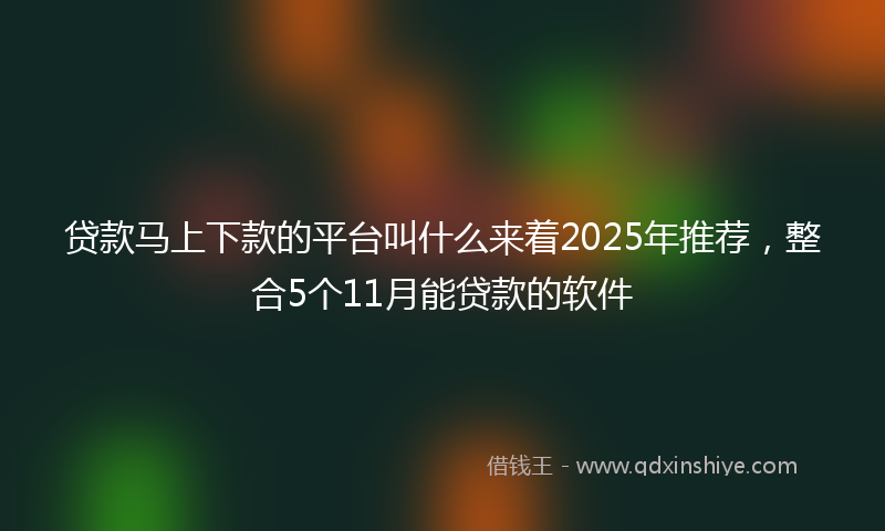 贷款马上下款的平台叫什么来着2025年推荐，整合5个11月能贷款的软件