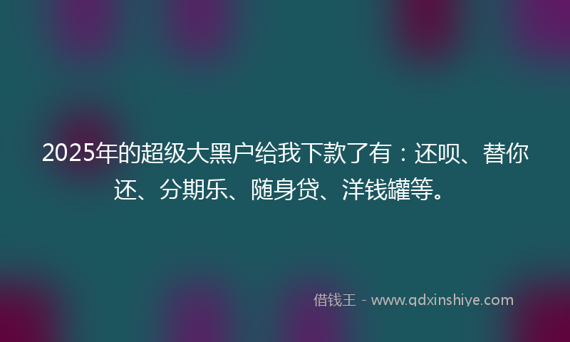 2025年的超级大黑户给我下款了有：还呗、替你还、分期乐、随身贷、洋钱罐等。