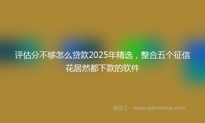 评估分不够怎么贷款2025年精选，整合五个征信花居然都下款的软件