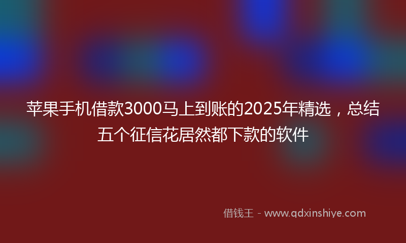 苹果手机借款3000马上到账的2025年精选，总结五个征信花居然都下款的软件