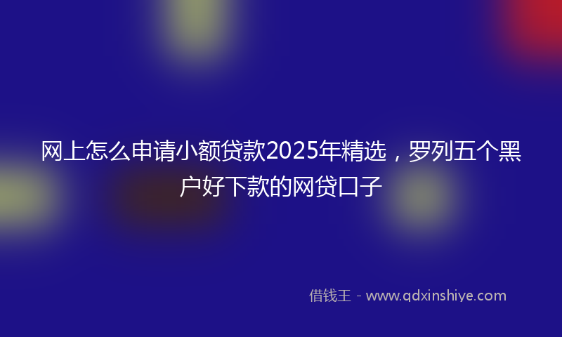 网上怎么申请小额贷款2025年精选，罗列五个黑户好下款的网贷口子