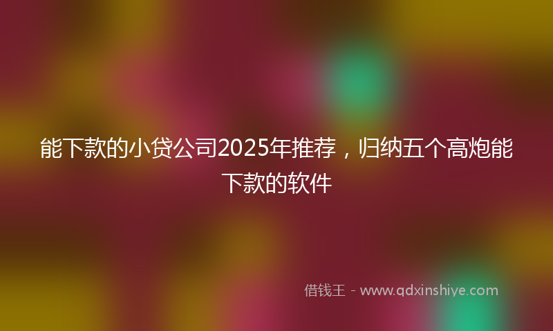能下款的小贷公司2025年推荐，归纳五个高炮能下款的软件