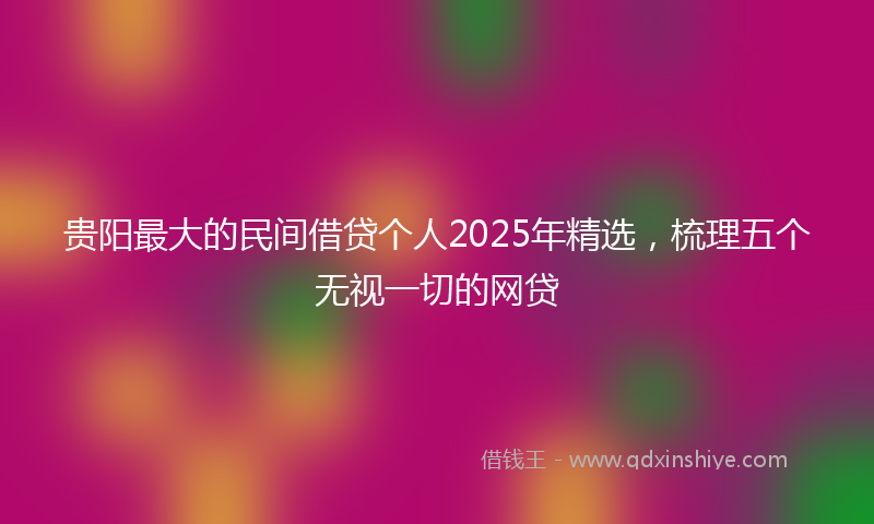 贵阳最大的民间借贷个人2025年精选，梳理五个无视一切的网贷