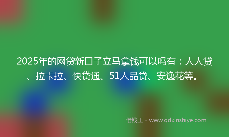 2025年的网贷新口子立马拿钱可以吗有：人人贷、拉卡拉、快贷通、51人品贷、安逸花等。