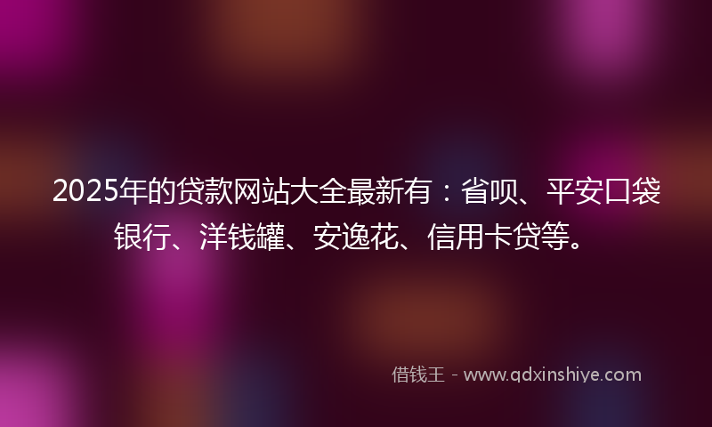 2025年的贷款网站大全最新有：省呗、平安口袋银行、洋钱罐、安逸花、信用卡贷等。