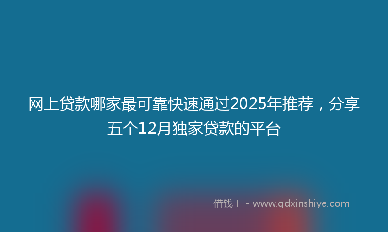 网上贷款哪家最可靠快速通过2025年推荐，分享五个12月独家贷款的平台