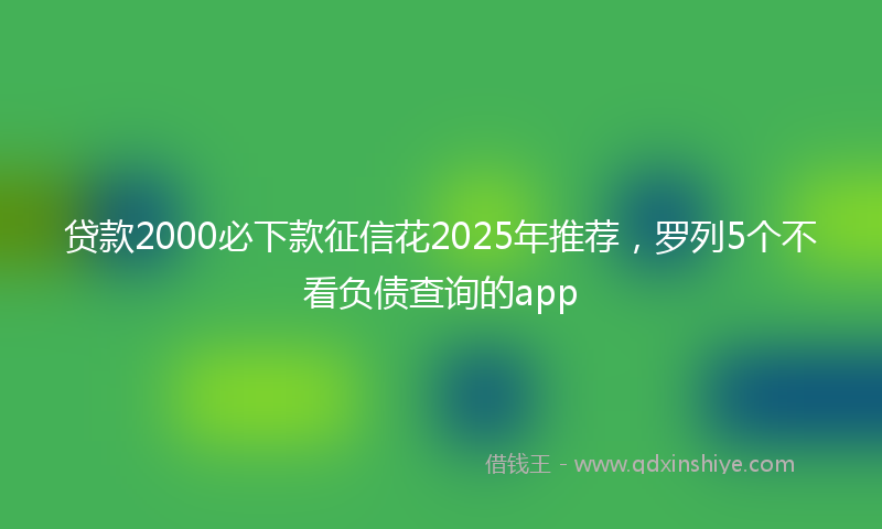贷款2000必下款征信花2025年推荐，罗列5个不看负债查询的app