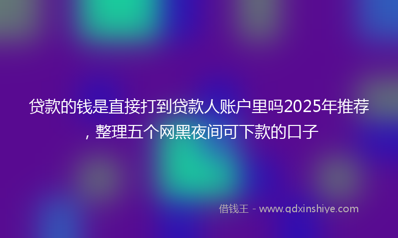 贷款的钱是直接打到贷款人账户里吗2025年推荐，整理五个网黑夜间可下款的口子