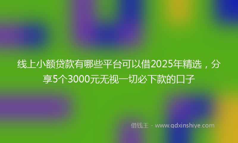 线上小额贷款有哪些平台可以借2025年精选，分享5个3000元无视一切必下款的口子