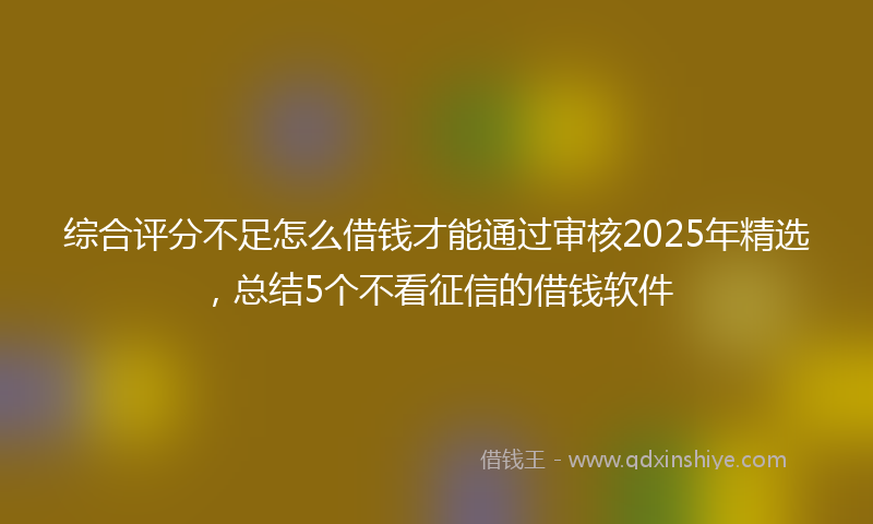综合评分不足怎么借钱才能通过审核2025年精选，总结5个不看征信的借钱软件
