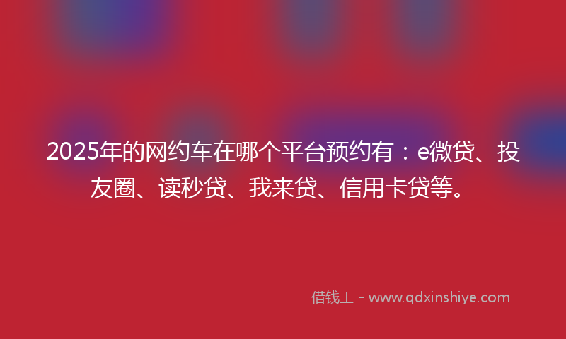 2025年的网约车在哪个平台预约有：e微贷、投友圈、读秒贷、我来贷、信用卡贷等。