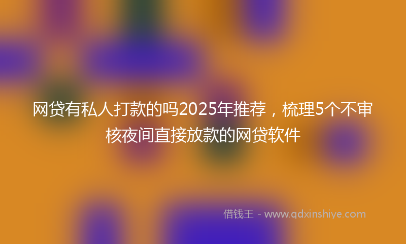 网贷有私人打款的吗2025年推荐，梳理5个不审核夜间直接放款的网贷软件