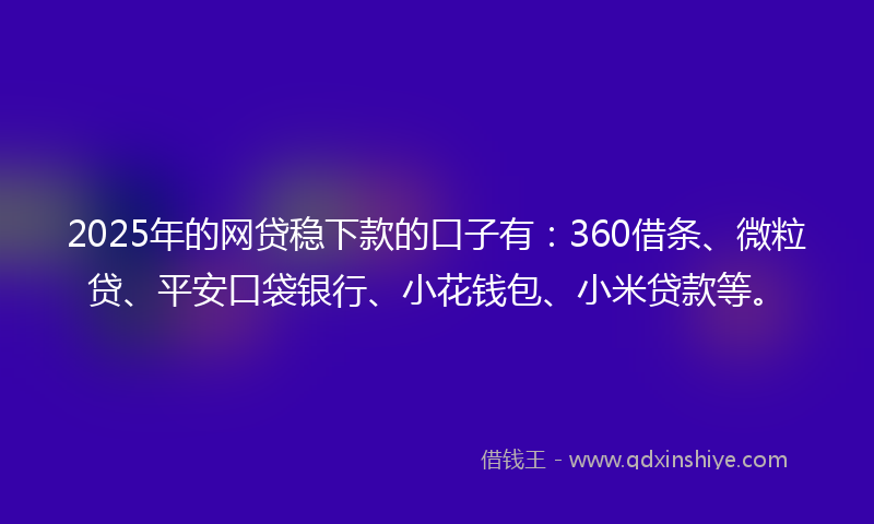 2025年的网贷稳下款的口子有：360借条、微粒贷、平安口袋银行、小花钱包、小米贷款等。