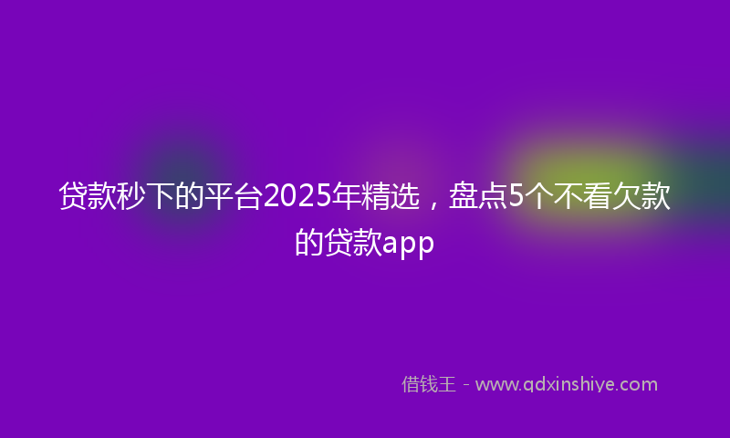 贷款秒下的平台2025年精选，盘点5个不看欠款的贷款app