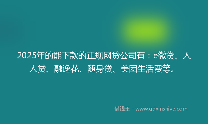 2025年的能下款的正规网贷公司有：e微贷、人人贷、融逸花、随身贷、美团生活费等。