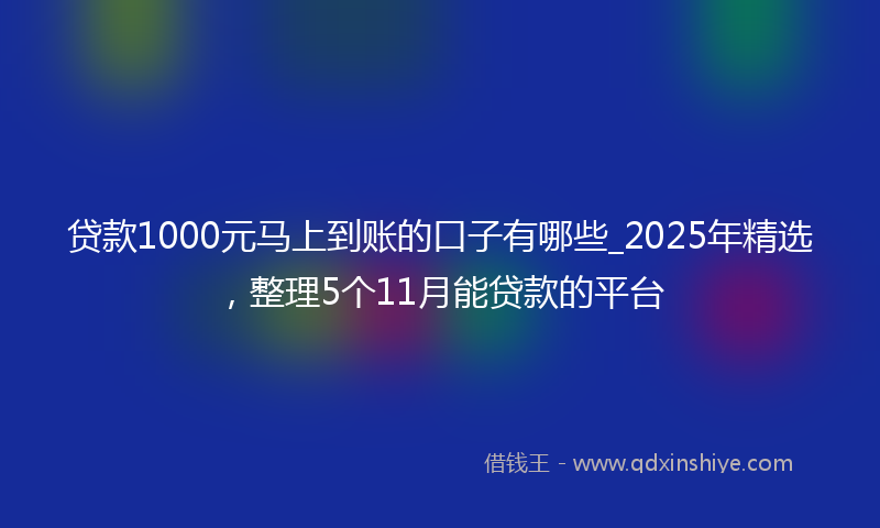 贷款1000元马上到账的口子有哪些_2025年精选，整理5个11月能贷款的平台