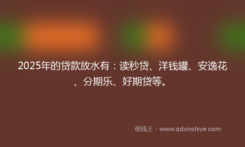 2025年的贷款放水有：读秒贷、洋钱罐、安逸花、分期乐、好期贷等。