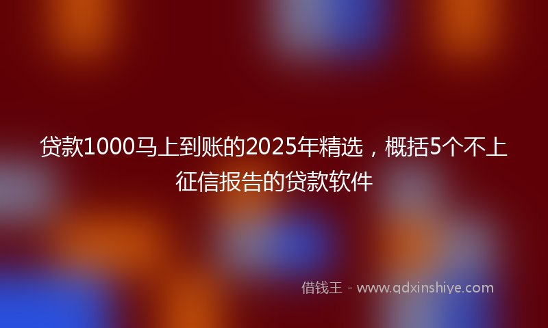 贷款1000马上到账的2025年精选，概括5个不上征信报告的贷款软件