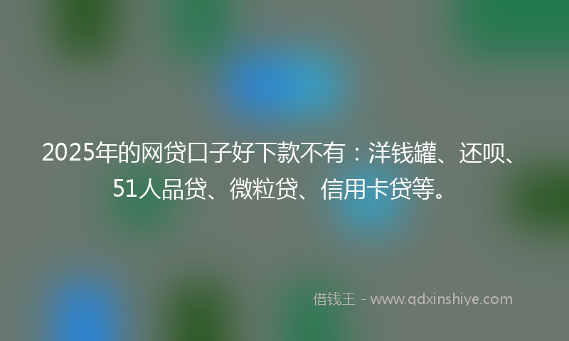 2025年的网贷口子好下款不有：洋钱罐、还呗、51人品贷、微粒贷、信用卡贷等。