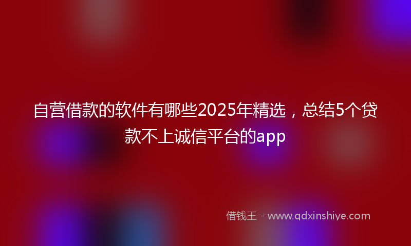 自营借款的软件有哪些2025年精选，总结5个贷款不上诚信平台的app