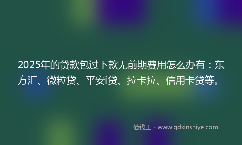 2025年的贷款包过下款无前期费用怎么办有：东方汇、微粒贷、平安i贷、拉卡拉、信用卡贷等。