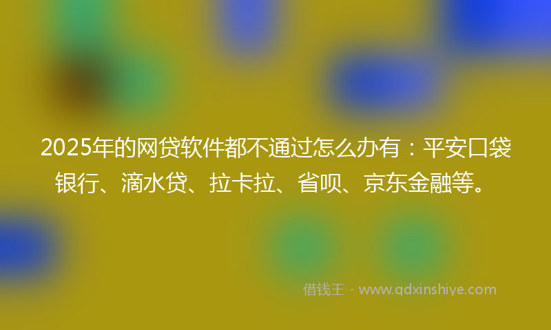 2025年的网贷软件都不通过怎么办有：平安口袋银行、滴水贷、拉卡拉、省呗、京东金融等。