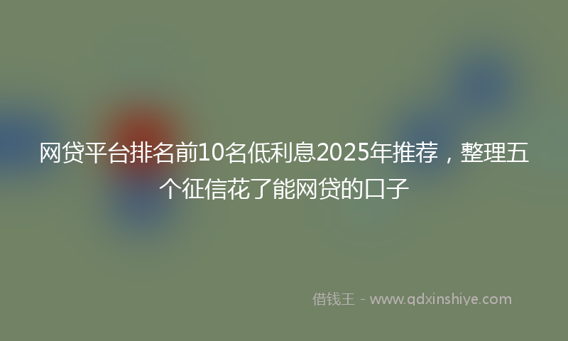 网贷平台排名前10名低利息2025年推荐，整理五个征信花了能网贷的口子
