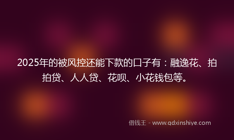 2025年的被风控还能下款的口子有：融逸花、拍拍贷、人人贷、花呗、小花钱包等。