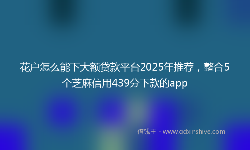 花户怎么能下大额贷款平台2025年推荐，整合5个芝麻信用439分下款的app