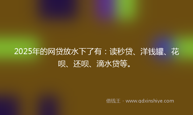 2025年的网贷放水下了有：读秒贷、洋钱罐、花呗、还呗、滴水贷等。