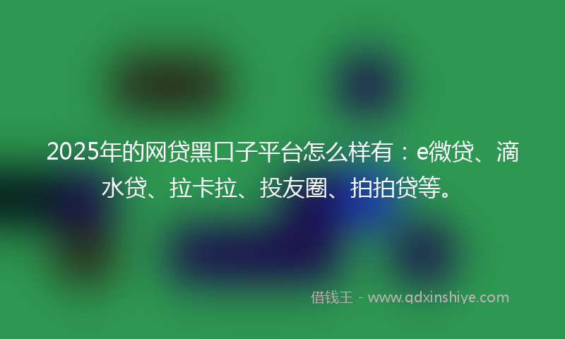 2025年的网贷黑口子平台怎么样有：e微贷、滴水贷、拉卡拉、投友圈、拍拍贷等。