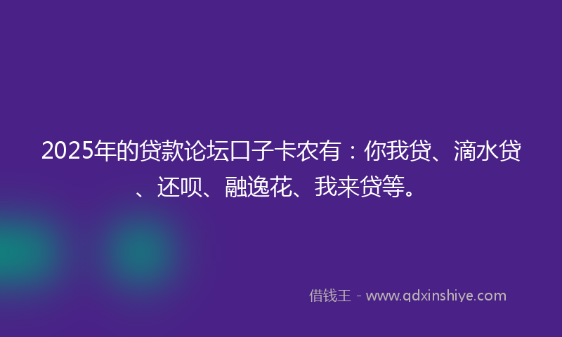 2025年的贷款论坛口子卡农有：你我贷、滴水贷、还呗、融逸花、我来贷等。