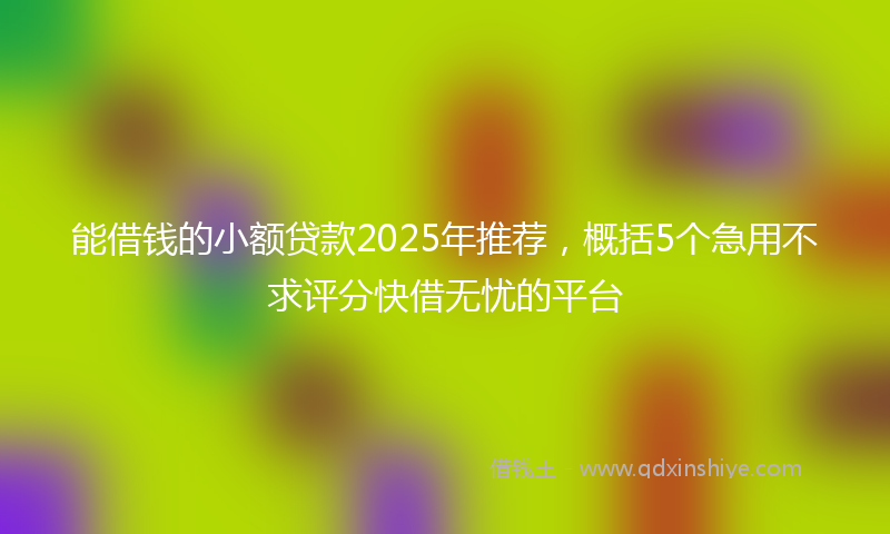 能借钱的小额贷款2025年推荐，概括5个急用不求评分快借无忧的平台