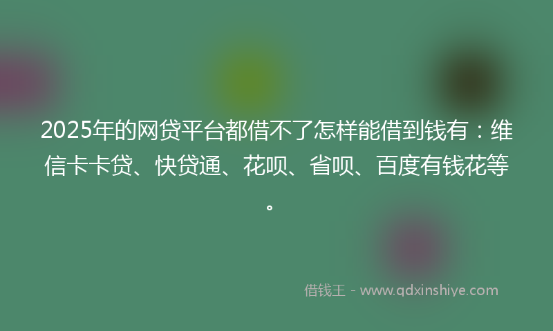 2025年的网贷平台都借不了怎样能借到钱有：维信卡卡贷、快贷通、花呗、省呗、百度有钱花等。