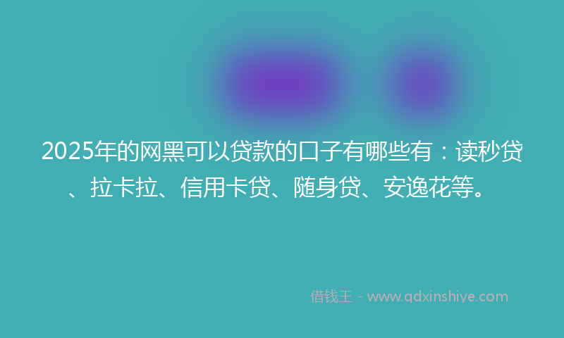 2025年的网黑可以贷款的口子有哪些有：读秒贷、拉卡拉、信用卡贷、随身贷、安逸花等。