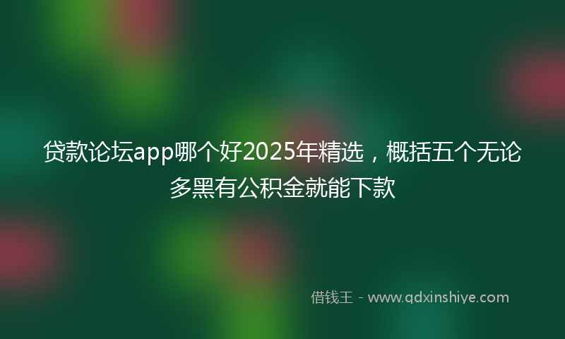 贷款论坛app哪个好2025年精选，概括五个无论多黑有公积金就能下款