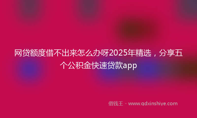 网贷额度借不出来怎么办呀2025年精选，分享五个公积金快速贷款app