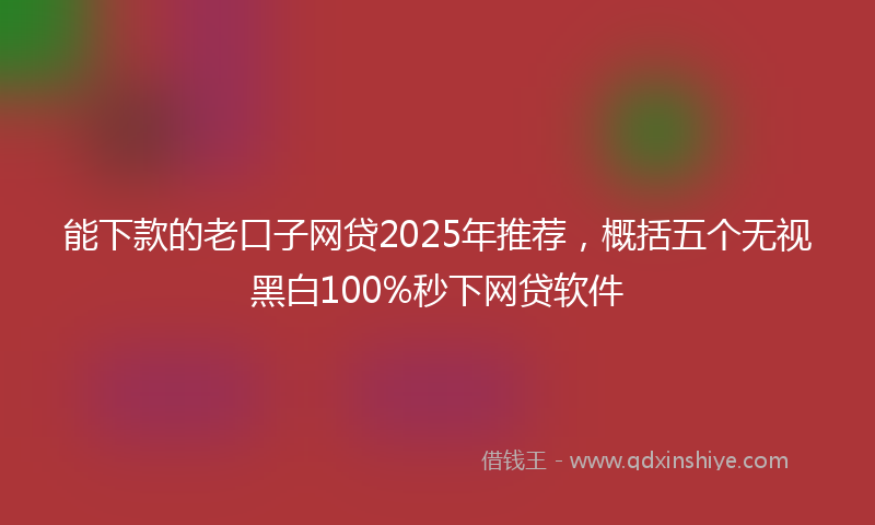能下款的老口子网贷2025年推荐，概括五个无视黑白100%秒下网贷软件