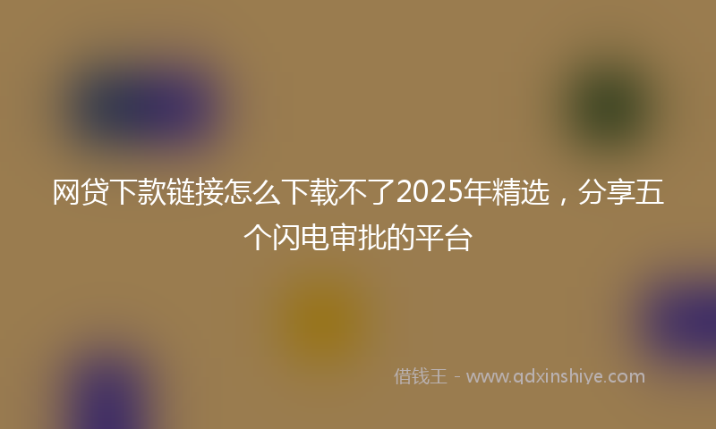 网贷下款链接怎么下载不了2025年精选，分享五个闪电审批的平台