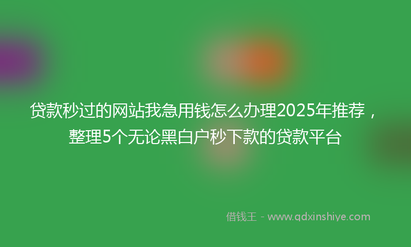 贷款秒过的网站我急用钱怎么办理2025年推荐，整理5个无论黑白户秒下款的贷款平台