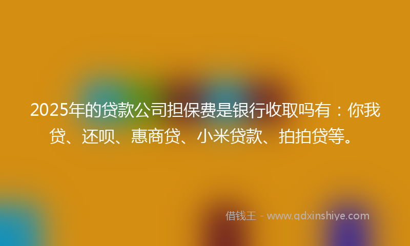 2025年的贷款公司担保费是银行收取吗有：你我贷、还呗、惠商贷、小米贷款、拍拍贷等。
