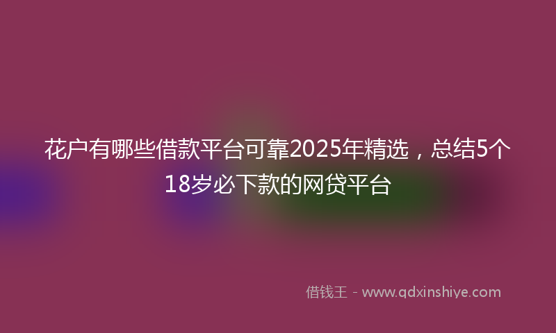花户有哪些借款平台可靠2025年精选，总结5个18岁必下款的网贷平台