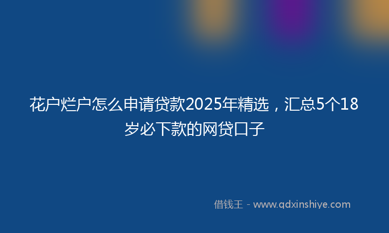 花户烂户怎么申请贷款2025年精选，汇总5个18岁必下款的网贷口子