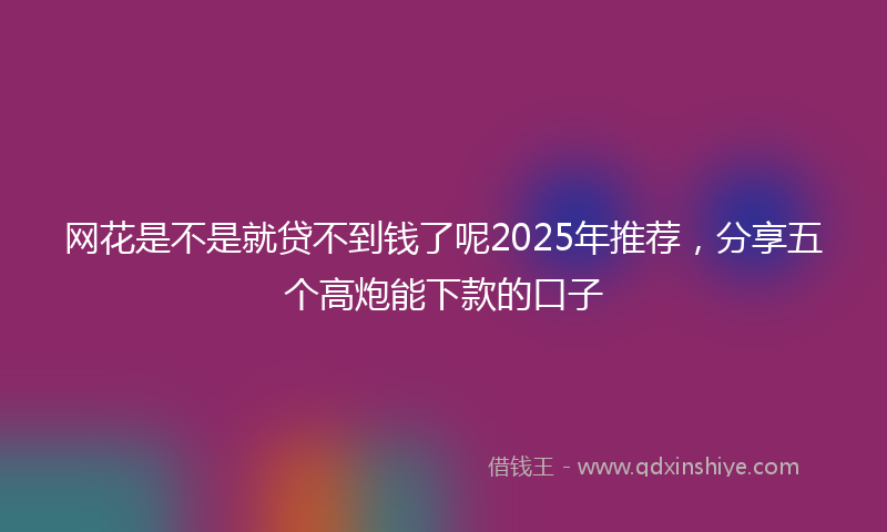 网花是不是就贷不到钱了呢2025年推荐，分享五个高炮能下款的口子