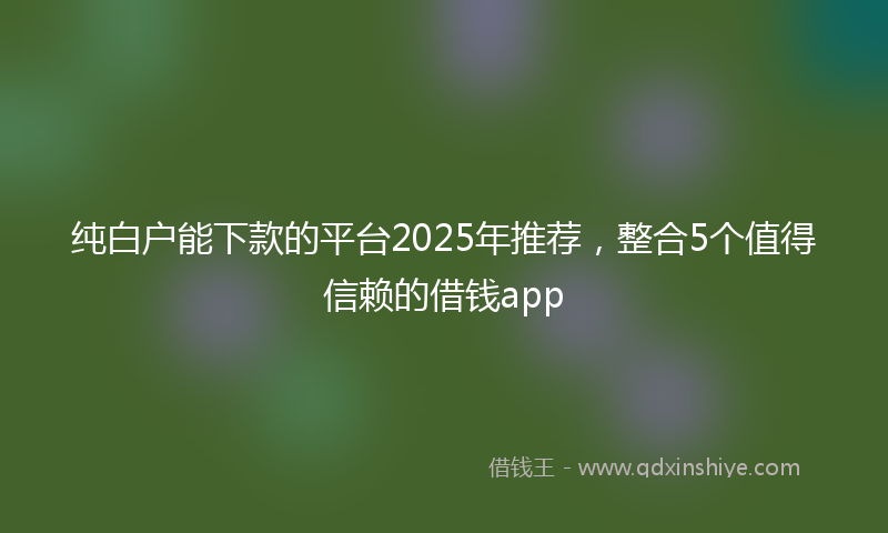 纯白户能下款的平台2025年推荐，整合5个值得信赖的借钱app