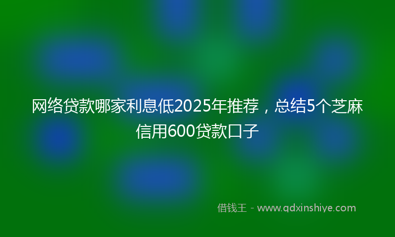 网络贷款哪家利息低2025年推荐，总结5个芝麻信用600贷款口子