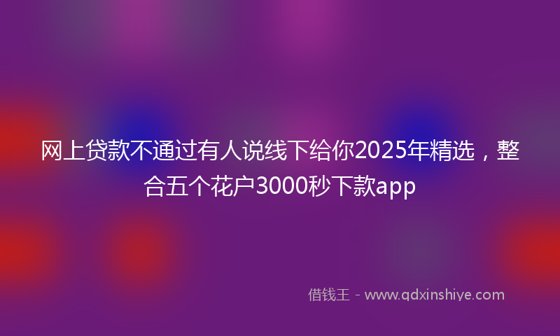 网上贷款不通过有人说线下给你2025年精选，整合五个花户3000秒下款app