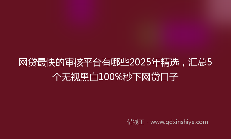 网贷最快的审核平台有哪些2025年精选，汇总5个无视黑白100%秒下网贷口子