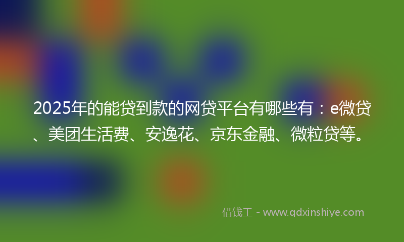 2025年的能贷到款的网贷平台有哪些有：e微贷、美团生活费、安逸花、京东金融、微粒贷等。