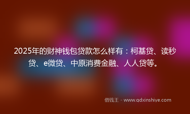 2025年的财神钱包贷款怎么样有：柯基贷、读秒贷、e微贷、中原消费金融、人人贷等。